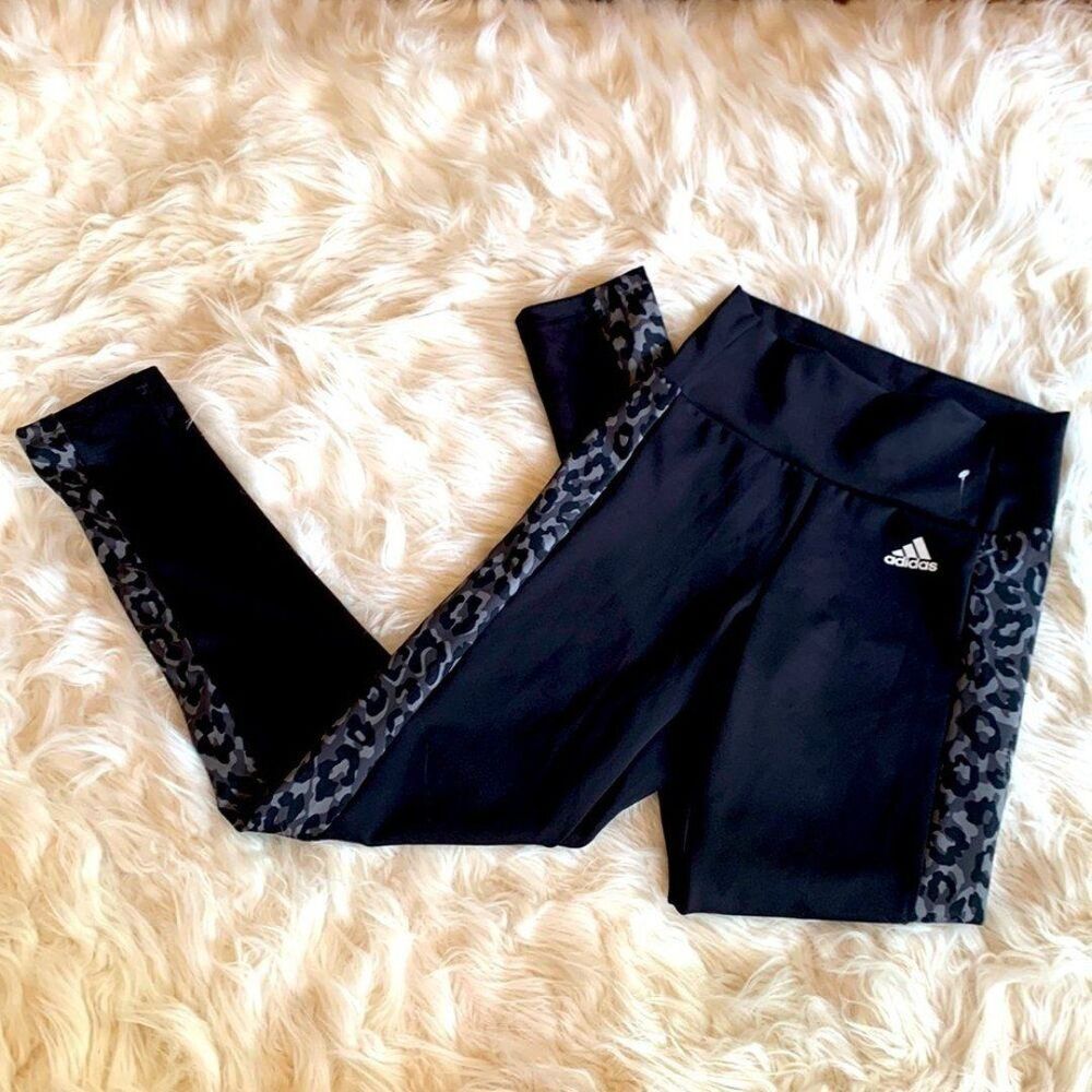 Adidas Designed 2 Move AEROREADY Black Leopard Print 7/8 Tight NWOT XS